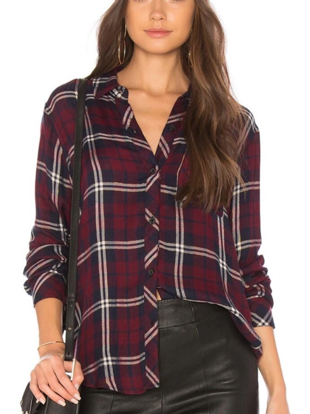 Rails Size Size M Burgundy Gemini Plaid Metallic Button Down Flannel Shirt